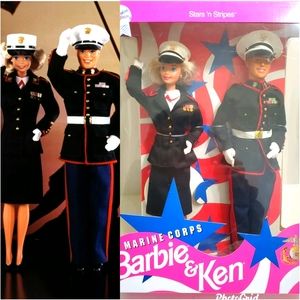 NRFB Barbie and Ken Marine Corps Doll Deluxe Set